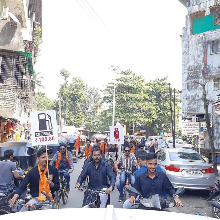 केंद्र सरकारच्या विरोधात पनवेल परिसरात युवा सेनेने काढली सायकल रॅली